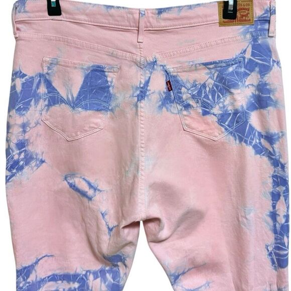 Levi’s Pink Purple Tie Dye 721 High Rise Skinny Ankle Jeans Size 20W - Picture 8 of 13